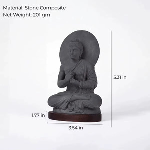 Escultura Budista Antigua de Gandhar |   Figura Decorativa de Buda Tallada en Piedra Compuesta, Estilo Tradicional Religioso, Hecha a Mano, para Decoración del Hogar - Product Image 3
