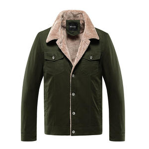 Men's Brown <b>Canvas</b> <b>Jacket</b> With Faux Fur Lining Turn-down Collar Windproof Workwear Style Winter Wear - Product Image 3