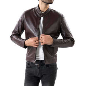 Men's 100% Cow Skin Jacket Front Logo Comfortable Zipper Stand Collar Customizable Breathable Windproof Winter High Street - Product Image 1