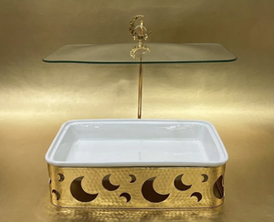 Cazuela Rectangular de Acero Inoxidable de Primera Calidad, Diseño Cortado con Láser, Aspecto Martillado, Calentador de Alimentos, Estilo Árabe de Alta Calidad - Product Image 3