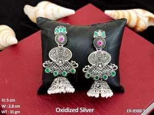 Pendientes Largos de Plata Oxidada de Diseño con Racimos de Perlas, Joyería Elegante para Fiestas, Accesorios de Moda Étnica para Mujer - Product Image 2