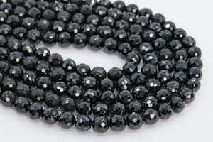 Perles de tourmaline noire, pierres précieuses naturelles authentiques, micro-facettées, rondes, en vrac, 15 pouces, 7,5 pouces, vente en gros - Product Image 3