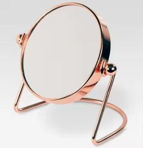 Espejo de mesa de metal plateado, espejo de maquillaje con soporte para tocador, espejo cosmético para baño - Product Image 4