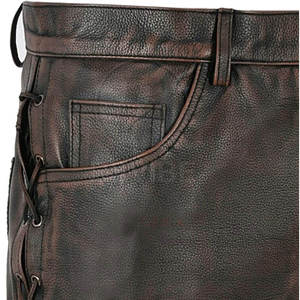 Pantalon en cuir pour homme de haute qualité, coupe droite, léger, décontracté, taille mi-haute, nouvelle collection hiver, faible MOQ - Product Image 6