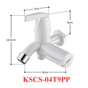 Wholesale Washing Machine Faucet White ABS Dual Control Chrome Tip Mounted Bibcock Double Outlet Tap KSCS-04T9PP KSN VietNam - Product Image 2