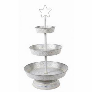 Soporte de Servicio Galvanizado de Tres Niveles, Estilo Rústico, Bandeja Metálica de 3 Niveles para Pastel, Postre, Aperitivos, Cupcakes y Fiestas - Product Image 1