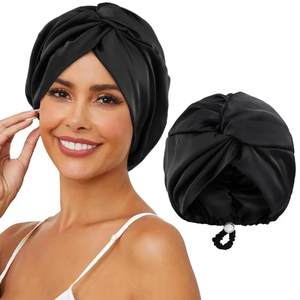 Silk Bonnet For Sleeping Women Satin Hair Bonnet Night Sleep Cap Scarf Wrap For Curly Hair With Tie <b>Band</b> Solid Silk Turban <b>Hat</b> - Product Image 3