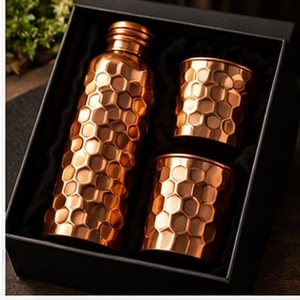 Juego de Botella y Tazas de Agua de Cobre Martillado a Mano con Caja de Regalo, Artículos de Bebida Portátiles de Lujo para Regalos Empresariales - Product Image 6