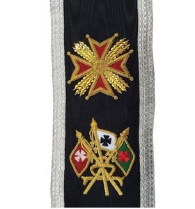 32nd Degree Scottish Rite Collar Black Moire Silver <b>Braid</b> Masonic Regalia Scottish Rite <b>Accessories</b> Freemason Collar Ceremonial - Product Image 2