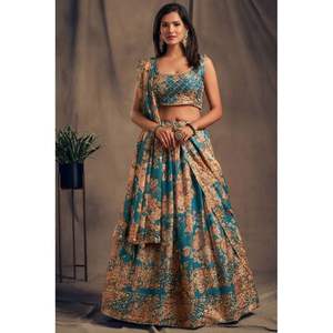 Lehenga choli ผ้าออแกนซ่าพร้อมพิมพ์ลายดิจิทัล - Product Image 1