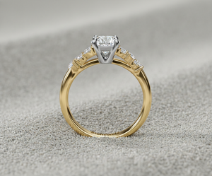 Anillo de compromiso de diamante cultivado en laboratorio Stonewels con piedras laterales en racimo marquesa para anillo de oro de lujo certificado con engaste de garras - Product Image 2