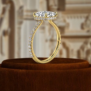 Bague de fiançailles et de mariage en or blanc 14 carats massif, sertie d'un halo pavé de diamants de laboratoire certifiés IGI, taille princesse 1,5 carat - Product Image 2