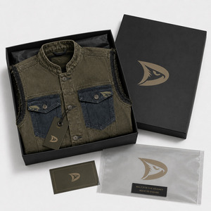 เสื้อกั๊กยีนส์สีเขียวมอสแบบมีลายภูมิประเทศด้านหลัง สไตล์โอเวอร์ไดด์ สตรีทแวร์ สำหรับผู้ชาย เสื้อแจ็คเก็ตแขนกุดพรีเมียม - Product Image 5