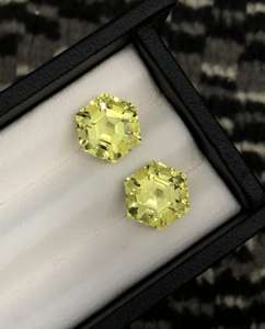Natural Lemon Quartz Pair Hexagon Cut <b>Matching</b> Loose Gemstones For Jewelry Making Loupe Clean - Product Image 2