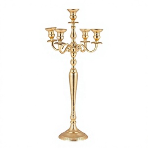 <b>Gold</b> <b>Candelabra</b> Metal Candle Holder Hot Selling Wedding Centerpiece for Home Living Room Decor Trending Christmas Decoration - Product Image 1