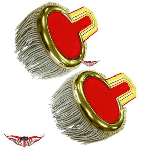 Epaulettes de Tela Roja y Flecos de Hilo Dorado, Hechos a Mano, Ecológicos, Estilo Napoleónico, Personalizables, Vintage Francés, Ceremoniales - Product Image 1