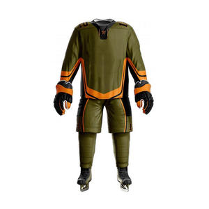 Ensemble de maillots de hockey sur glace personnalisés sublimés pour hommes, manches longues, col en V, imprimé crâne, rouge et noir, polyester, évacuation de l'humidité, coupe athlétique - Product Image 5