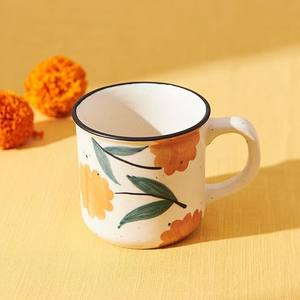 Taza de Café de Cerámica con Diseño Floral Vintage, Pintada a Mano, Acabado Brillante, Construcción Duradera, Perfecta para Té, Café, Hogar, Oficina, Regalo - Product Image 1