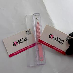 แหนบต่อขนตา GETUP BROSONS IMPEX สแตนเลสสตีล ทนทาน สีชมพูเคลือบผง รุ่น Dolphin ปลายเรียบ/ปลายไฟเบอร์ - Product Image 4