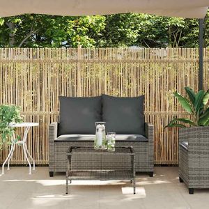 Divano da giardino in Rattan da 2 posti Grey PE Rattan materiale resistente all'acqua elegante Set da esterno - Product Image 4