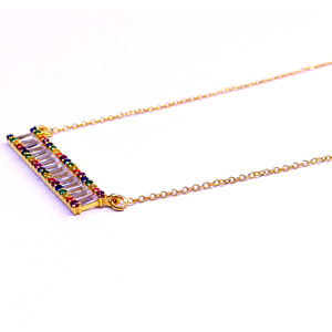 925 Sterling Silver Gold Plated <b>Rainbow</b> Fine Chain Necklaces For Women's Everyday Wear - Product Image 3