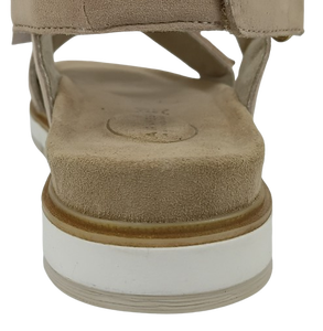 Beige Leather Suede Platform Sandals Open Toe Buckle Closure <b>Cushioned</b> Flat Summer Shoes - Product Image 2