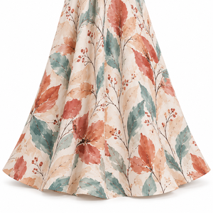 Vestido maxi con estampado floral para mujer, manga larga, plisado frontal, puños acampanados, elegante, línea A, modesto, informal, para fiesta. - Product Image 4