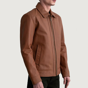 Veste en cuir pour homme de style motard, collection hiver, look élégant, fabricant en gros, style luxueux - Product Image 2