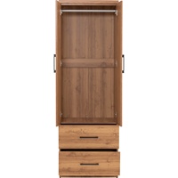 Armoire moderne en bois massif NUHOOM-BASIC avec 2 tiroirs, 2 portes à panneaux plats et rangement autoportant pour chambre à coucher, meubles de maison