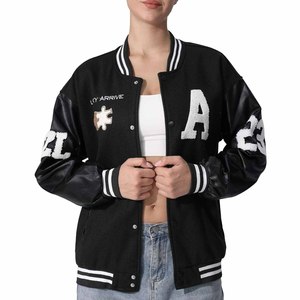 Customised Women's PU Short Motorcycle Jacket Loose Casual <b>Zipper</b> Fashionable Nylon Lining - Product Image 6