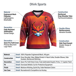 Camiseta de Hockey sobre Hielo para Hombre, Personalizada al por Mayor, 100% Poliéster, con Degradado de Atardecer, Corte Atlético Holgado, Nombre del Jugador Sublimado, Absorbe la Humedad - Product Image 5