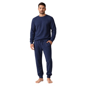Ensemble 2 pièces Samavia personnalisé pour homme : vêtements d'extérieur décontractés et chauds pour l'hiver, respirant, tricoté, comprenant un pull et un pantalon, couleur unie - Product Image 1