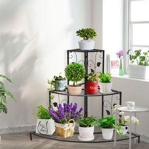 Espositore per Piante in Metallo a 3 Livelli per Angoli, per Patio e Giardino - Product Image 2