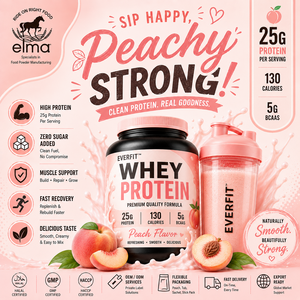 EVERFIT <b>Whey</b> Protein Powder Peach Flavor 25g Protein Per Serving High Protein Muscle Growth Support - Product Image 1