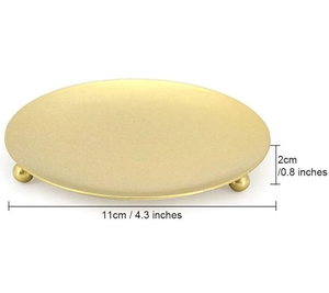 Gold Metal Candle <b>Stand</b> with Round Tray Base Heat Resistant <b>Tea</b> Light Holder for Christmas Home Decoration - Product Image 2