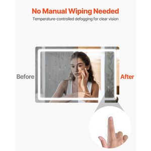 LED specchio da bagno 32X48 a parete 3 colori Anti-appannamento caratteristiche - Product Image 4