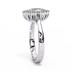 Anillo de Compromiso con Moissanita Corte Marquesa y Halo, Inspirado en el Estilo Vintage, Joyería para Mujer, Ajustable para Bodas y Fiestas - Product Image 1