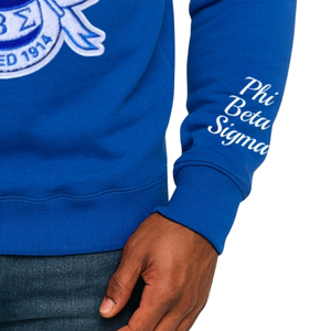 Sudadera Phi Beta Sigma con Escudo Azul Chenille para Hombre, Cuello Redondo con Letras Griegas, Prenda de Fraternidad Bordada Premium, Clásica 1914 - Product Image 4