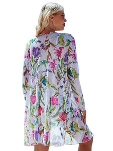 Conjunto de Bikini de 3 Piezas con Estampado Geométrico a Rayas para Mujer, Cuello en V, Pantalones Cortos Tipo Bóxer, Mangas Largas, Ecológico, de Secado Rápido, Anti-UV y Transpirable - Product Image 3