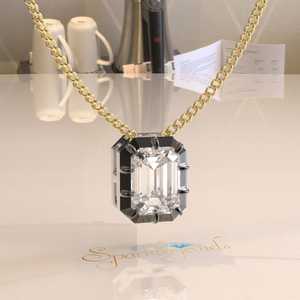 Georgian Style Cut Set Octagon Cut Moissanite Pendant Solid 14K Gold Geometric Luxury IGI Certified Necklace - Product Image 4