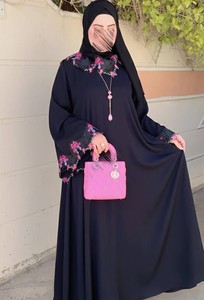 Black Embroidered Abaya With Beads Floral Pattern <b>Long</b> Sleeve Modest <b>Dress</b> <b>For</b> Women Daily Wear All Seasons abaya luxury dubai - Product Image 2