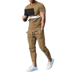 Ensemble de survêtements d'été 2 pièces pour hommes grande taille haute qualité 100% coton respirant à séchage rapide vêtements de sport - Product Image 1