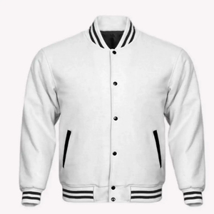 Veste de baseball varsity pour homme de haute qualité, personnalisée, avec manches en cuir noir, style bomber, avec logo sur le devant, vente en gros - Product Image 4