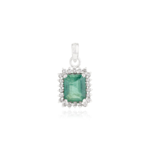 Wholesale Classic Octagon Cut Natural <b>Emerald</b> & Diamond Halo <b>Pendant</b> in 925 Sterling Silver Fine Jewelry For Women's - Product Image 1