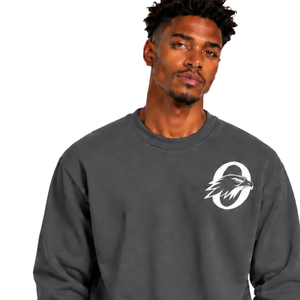 <b>Grey</b> <b>Men</b> Sweatshirt Crew Neck Long Sleeve Pullover Casual <b>Fleece</b> Top Custom Logo Streetwear Winter Sportswear - Product Image 3