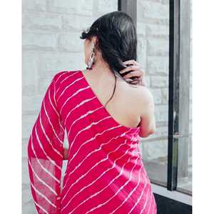 ชุดคุร์ตะผ้าชีฟองไหล่เดียวสีชมพูสำหรับผู้หญิงเอเลียไซส์ XS - Product Image 5