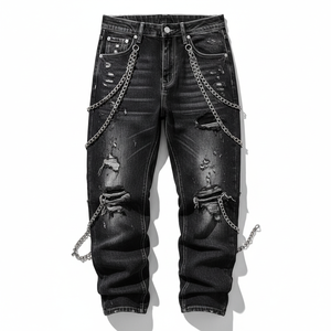 Chaîne de pantalon multicouche en métal style punk tendance, faite à la main, chaîne de jean hip-hop avec pendentif pour homme – Meilleure vente - Product Image 1