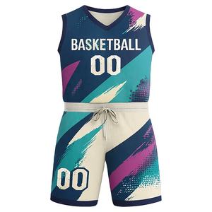 Vêtements d'équipe personnalisés à la mode Uniforme de basket-ball par sublimation Vêtements de sport respirants Derniers ensembles de basket-ball de style - Product Image 1