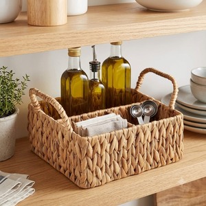 Cesta de Almacenamiento Rectangular Ecológica de Jacinto de Agua con 3 Compartimentos y Asas (Diseño Multifuncional) Decoración del Hogar - Product Image 2