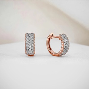 ต่างหูห่วงแบบ Huggie ประดับเพชรแล็บโกรว์ 14K ทองคำแท้ 48 เม็ด ดีไซน์หรูหรา เหมาะเป็นของขวัญสำหรับงานปาร์ตี้ สำหรับผู้หญิง - Product Image 1